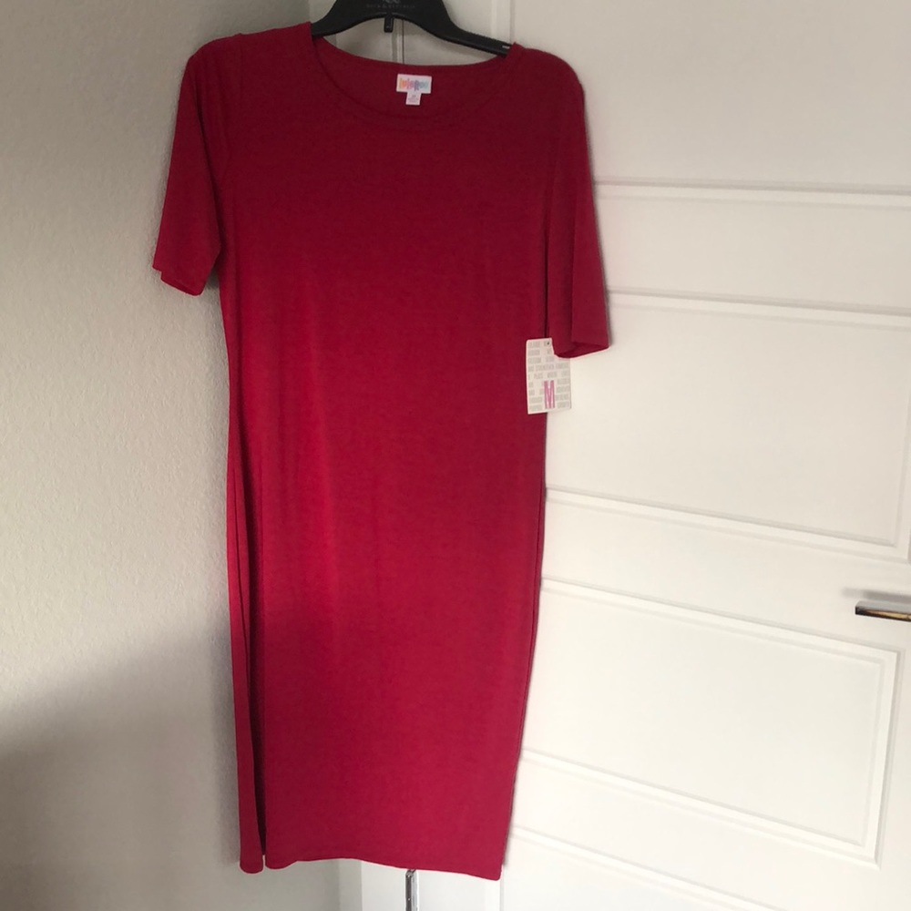 LuLaRoe Julia Dress Medium NEW Red Bodycon Fitted
